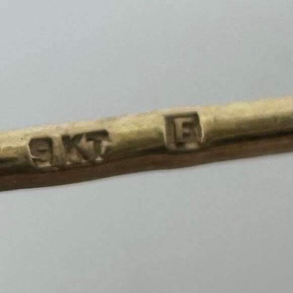 Antique signed solid 9kt gold genuine pyrope bohemian garnets brooch pin 6.39g - Picture 10 of 12